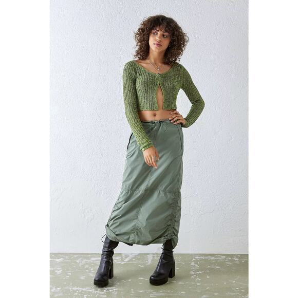 Urban Outfitters Kylie Knit Olive Green Cardigan Long Sleeve Hook Closure Sze XS - Picture 11 of 11